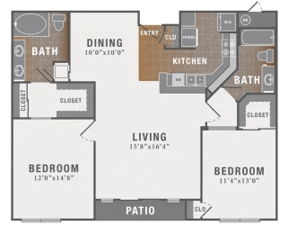 2 bed 2 bath A at Montecito Apartments, Texas