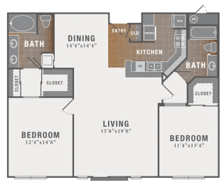 2 bed 2 bath D at Montecito Apartments, Houston, TX