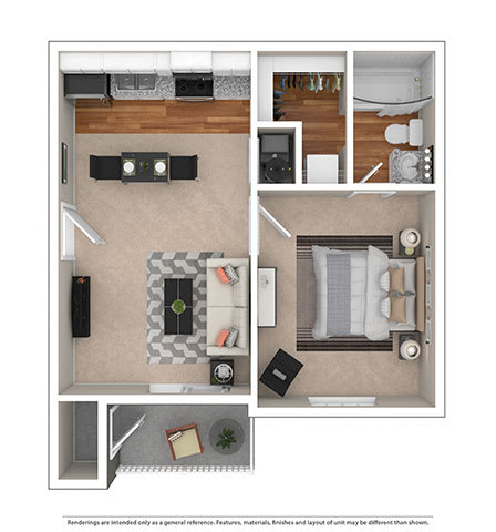 Emory 1 Bed | 1 Bath | 550 sq ft.  at Sloan Square, Atlanta, GA, 30329.