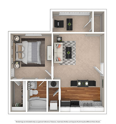LaVista 1 Bed | 1 Bath | 660 sq ft. at Sloan Square, Atlanta, GA, 30329.