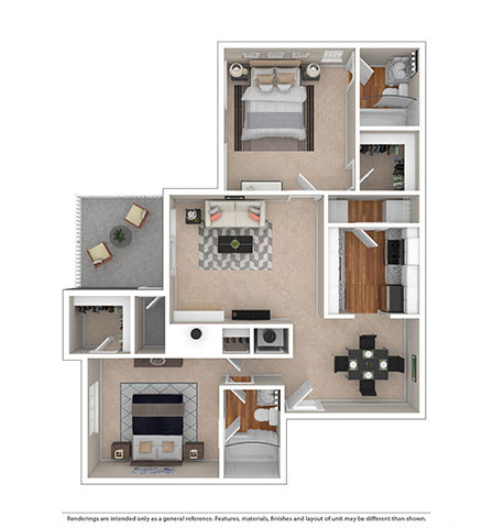 Lenox 2 Beds | 2 Baths | 1,000 sq ft. at Sloan Square, Atlanta, GA, 30329.