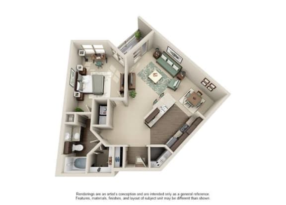 Floor Plan  A5&#xA;One-bedroom unit&#xA;939 Avg sq. ft.