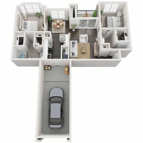 A car is parked in a garage in a house plan at Reserve at Canyon Creek,San Antonio, Texas