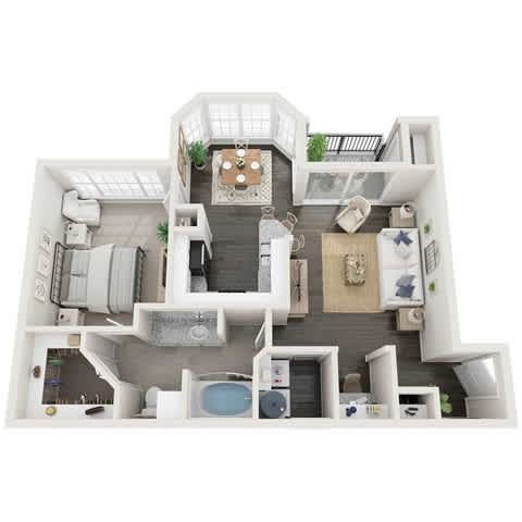 A white model of a house with a kitchen, living room, and bathroom. at Reserve at Canyon Creek,San Antonio,TX