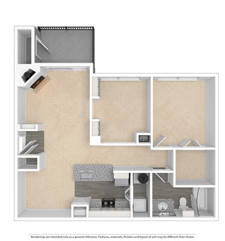 a floor plan of a house with a bedroom and a living room at Village of Hawks Creek Apartments, Westworth Village Texas