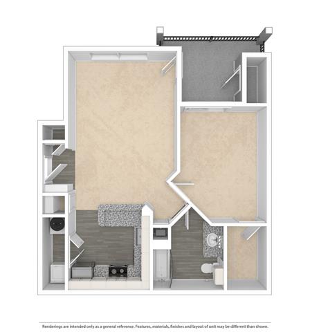 a floor plan with a bedroom and a bathroom at Village of Hawks Creek Apartments, Texas, 76114