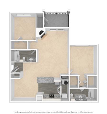 a floor plan with a bedroom and a bathroom at Village of Hawks Creek Apartments, Westworth Village, TX