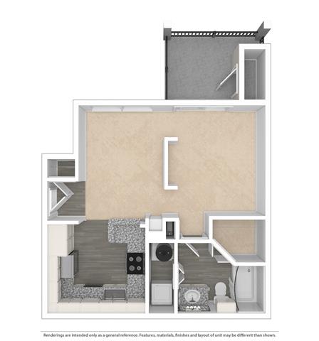 1 bedroom floor plan apartments for rent the artisan at Village of Hawks Creek Apartments, Westworth Village, TX