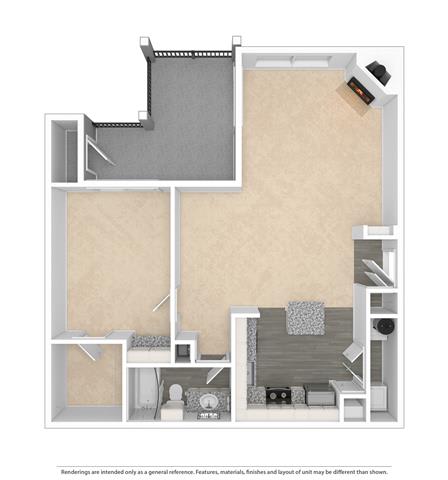 a floor plan with a bedroom and a bathroom at Village of Hawks Creek Apartments, Westworth Village, TX 76114