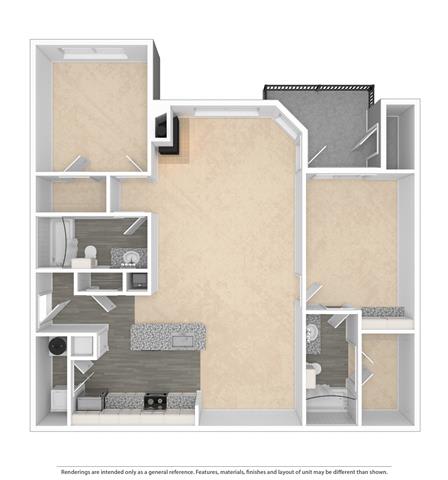 a floor plan with a bedroom and a bathroom at Village of Hawks Creek Apartments, Westworth Village