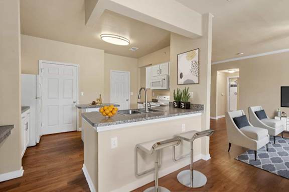 A kitchen with a white counter top and a sink at Reserve at Canyon Creek,San Antonio,TX,78230