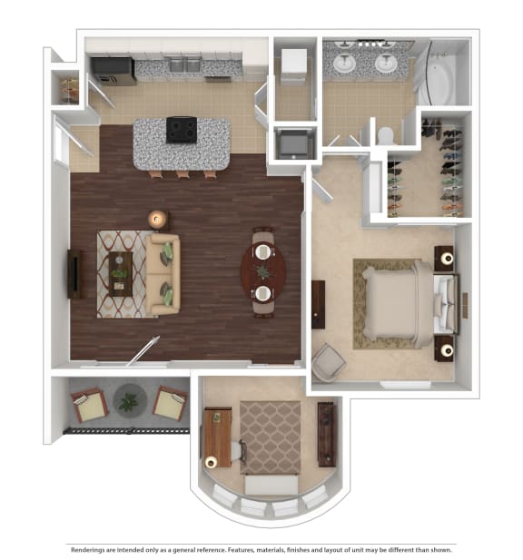 Floor Plan  Plan C 1 Bed | 1 Bath | 975 sq ft- Vintage Park Apartments