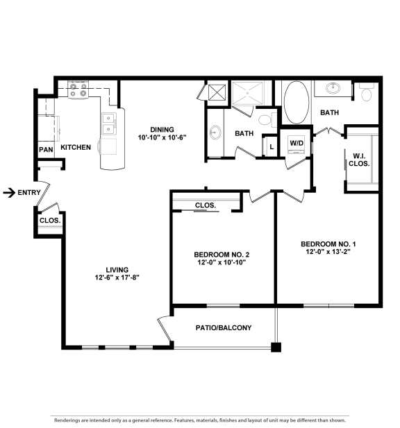 Plan D 2 Beds | 2 Baths | 1,140 sq ft- Vintage Park Apartments