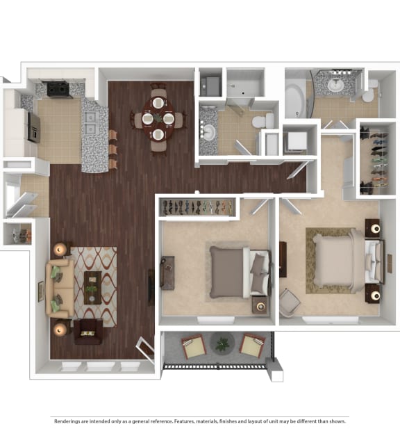 Floor Plan  Plan D 2 Beds | 2 Baths | 1,140 sq ft- Vintage Park Apartments