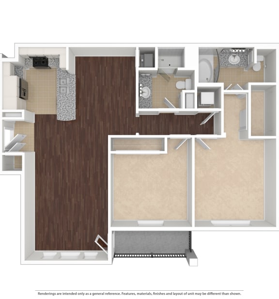 Plan D 2 Beds | 2 Baths | 1,140 sq ft- Vintage Park Apartments