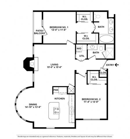 Plan F 2 Beds | 2 Baths at Vintage Park Apartments, Houston, TX