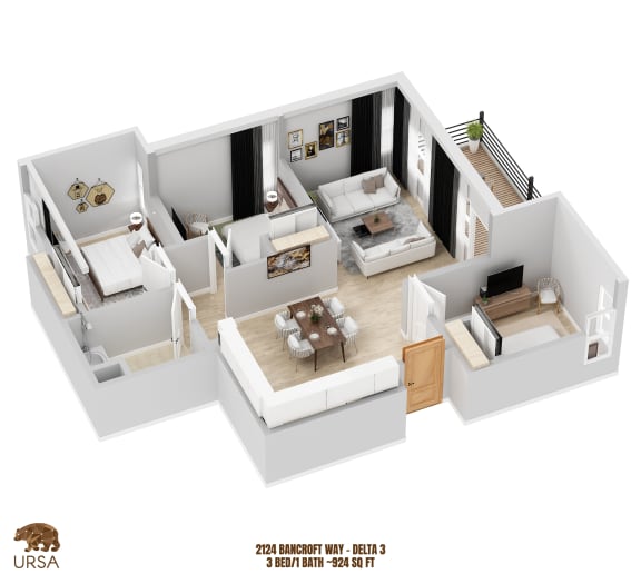 bedroom floor plan an in 3d