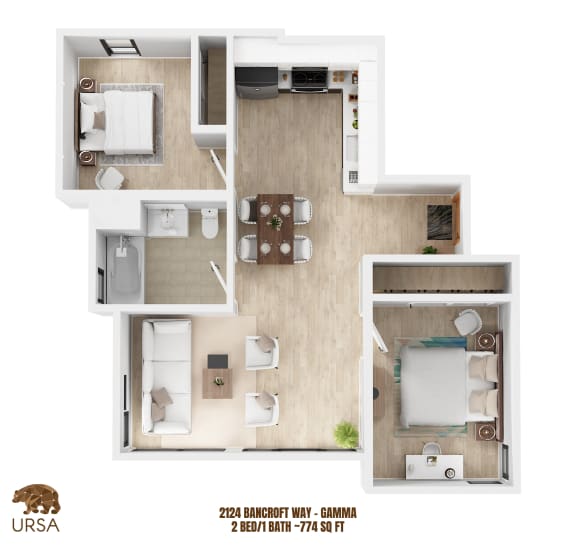 a floor plan of a 2 bedroom apartment