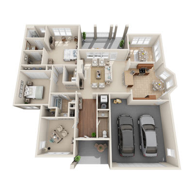 a floor plan of a house with a car