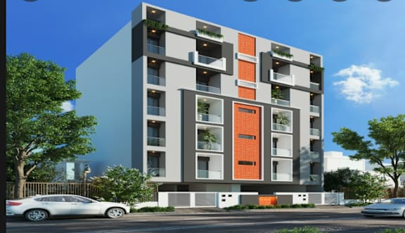 an architectural rendering of an apartment building on a city street