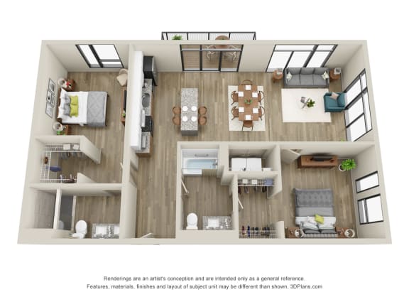 Michigan II - 2 Bed, 2 Bath Barrier Free with Balcony - Downtown Kalamazoo, MI Apartments - 400 Rose