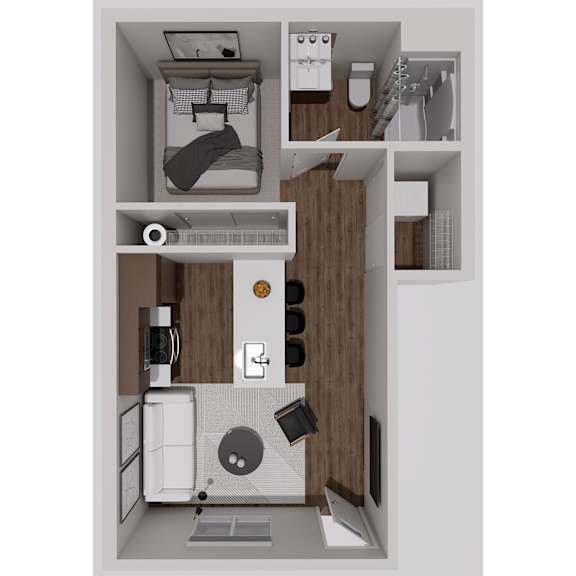 A1 Studio 3D Floorplan at Solhaven Grand Chute, Appleton