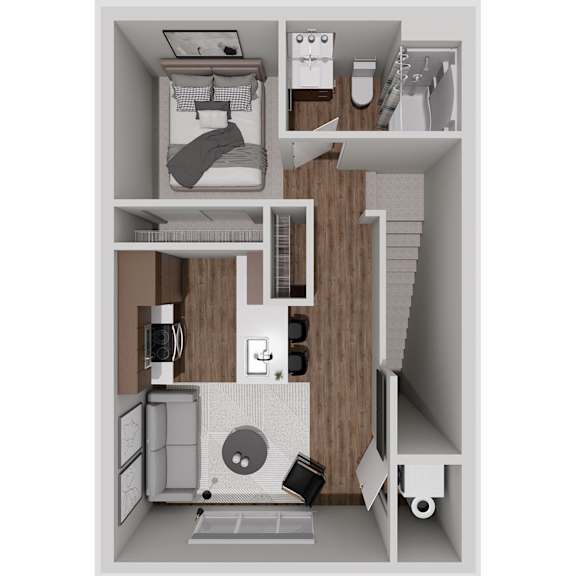 A2 Studio 3D Floorplan at Solhaven Grand Chute, Appleton, WI 54913