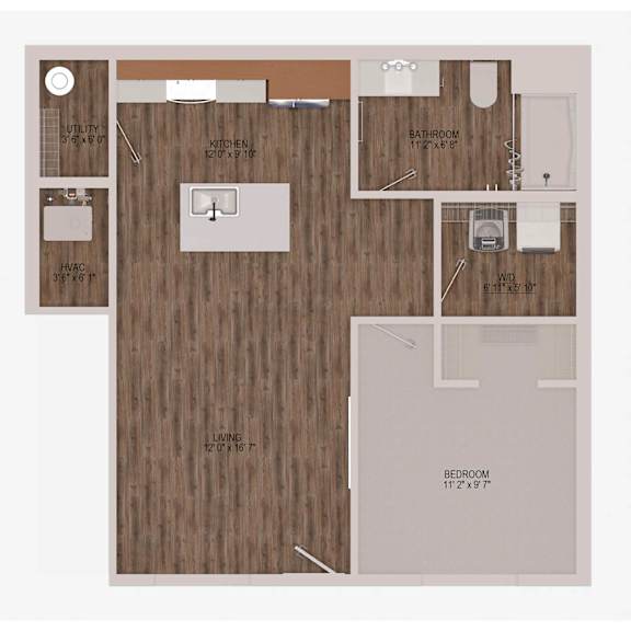 B1 One Bedroom One Bathroom 2D Floorplan at Solhaven Grand Chute, Appleton, WI
