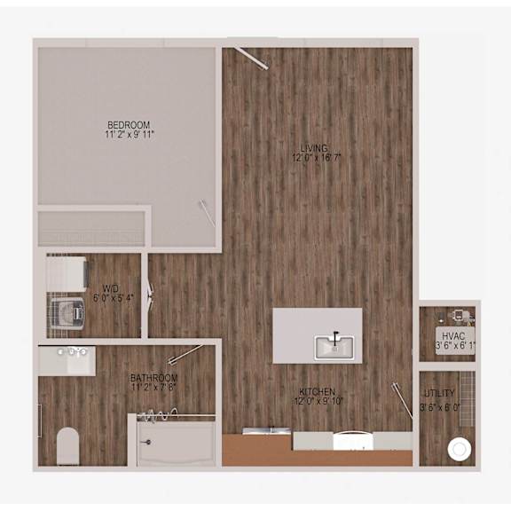 B1A One Bedroom One Bathroom 2D Floorplan at Solhaven Grand Chute, Appleton, Wisconsin