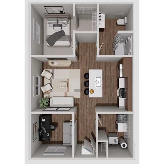 Floor Plan  C1A One Bedroom One Bathroom 3D Floorplan at Solhaven Grand Chute, Appleton, 54913