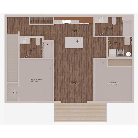D3 Two Bedroom Two Bathroom 2D Floorplan at Solhaven Grand Chute, Appleton, WI 54913