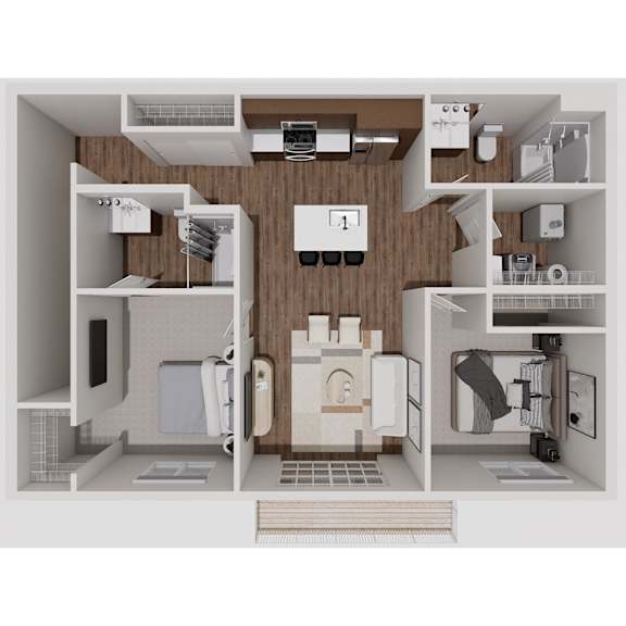 D3 Two Bedroom Two Bathroom 3D Floorplan at Solhaven Grand Chute, Wisconsin 54913
