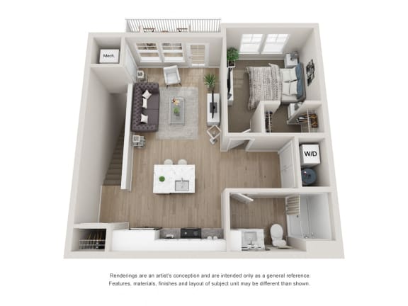 Floor Plan  1 Bedroom 1 Bathroom Apartment at The Locklyn Apartments
