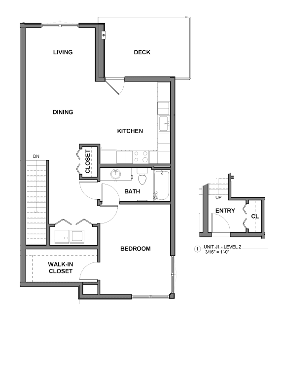 1 bedroom G floorplan