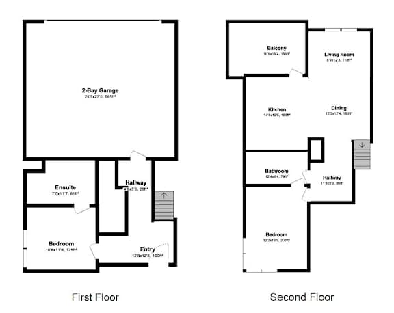 Floor Plan  A floor plan of a two-story house with labeled rooms and dimensions.