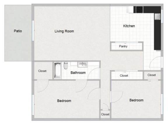Floor Plan  2 bedroom 1 bath floor plan