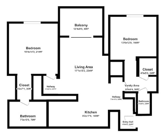 A black and white image of a floor plan for a house.