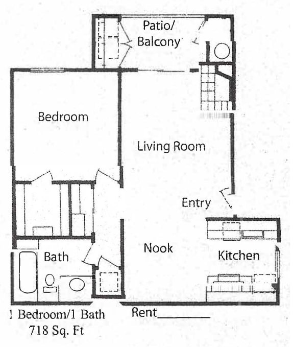 Floor Plan  1 bedroom 1 bath floorplan