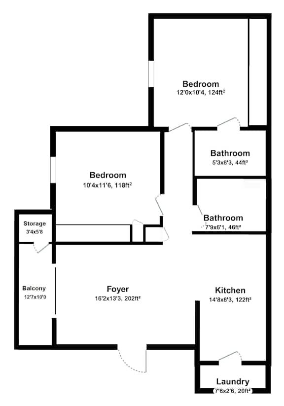 Floor Plan  A floor plan of a house with dimensions of each room.