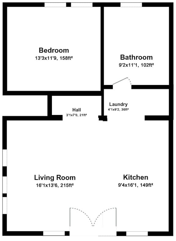 Floor Plan  1 Bed 1 Bath Floor Plan at Edgeway Plaza, Rohnert Park