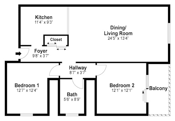 A black and white image of a floor plan for a house.
