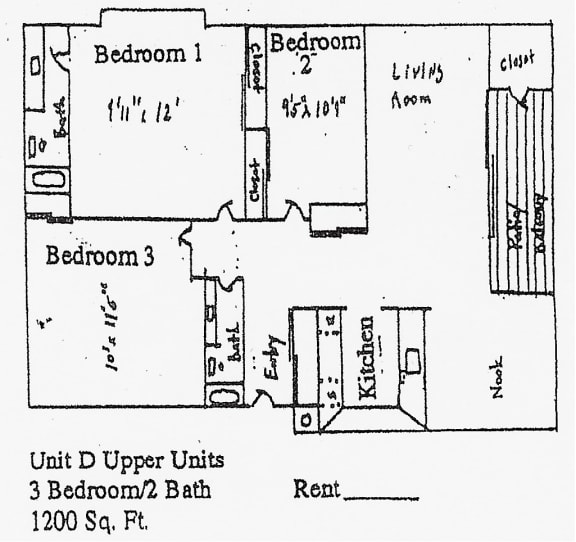 3 bedroom 2 bath floorplan 3 bedroom 2 bath floorplan at Vintage Pointe Apartments, Rohnert Park