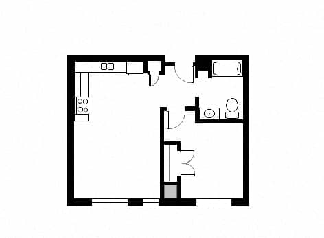 A black and white image of a floor plan of a house.