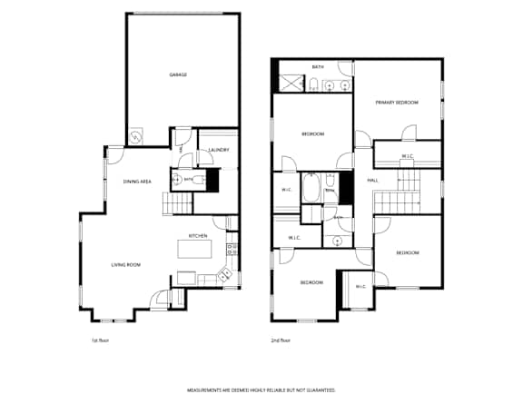A black and white floor plan of a two-story building.
