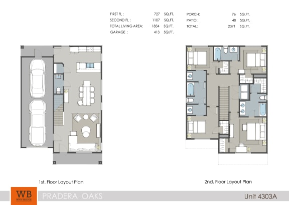 Floor Plan  4 bedroom 3.5 bathroom 4301A 1,798 Sq.Ft. Floor Plan at Pradera Oaks, Bonney, TX