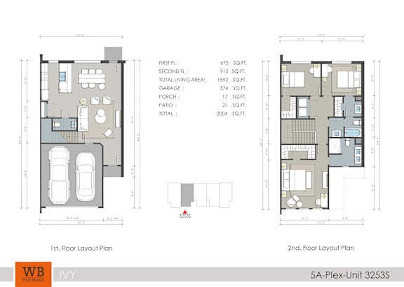 A floor plan for a 5A-Plex-Unit 3253S is shown, including details for the first and second floor layouts.
