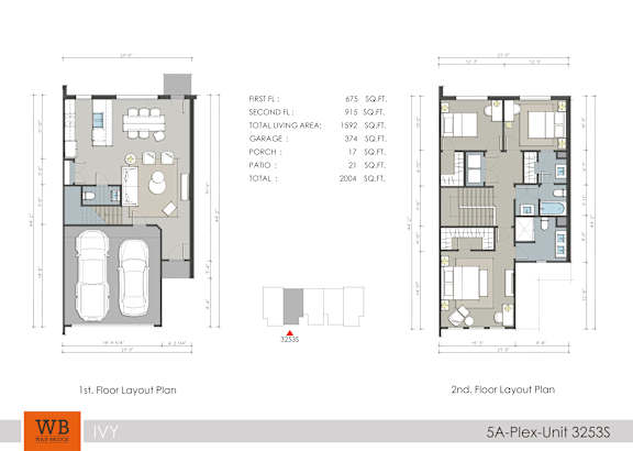 A floor plan for a 5A-Plex-Unit 3253S is shown, including details for the first and second floor layouts.