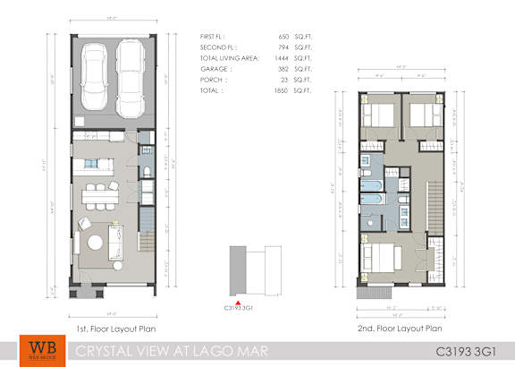 A floor plan for a property at Lago Mar shows two layouts with a garage and living areas.