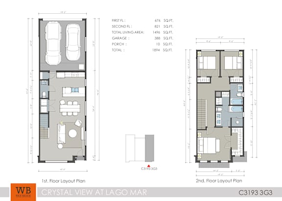A floor plan for a property at Lago Mar shows two different layouts with a total living area of 146 square feet.