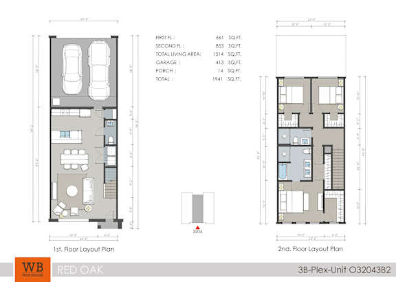 A floor plan for a 3-bedroom apartment is shown with dimensions and living area details.